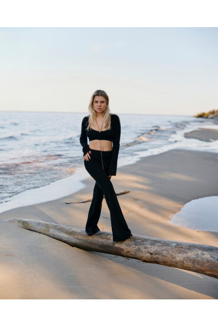 Кроп-топ з довгим рукавом чорний