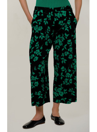 Green Cropped Viscose Trousers