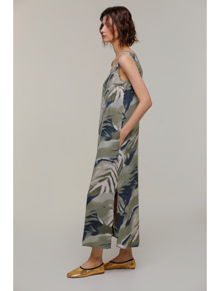 Сукня з віскози з тропічним принтом