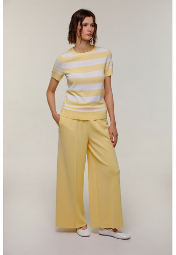 Yellow Wide Long Stitch Seam Trousers
