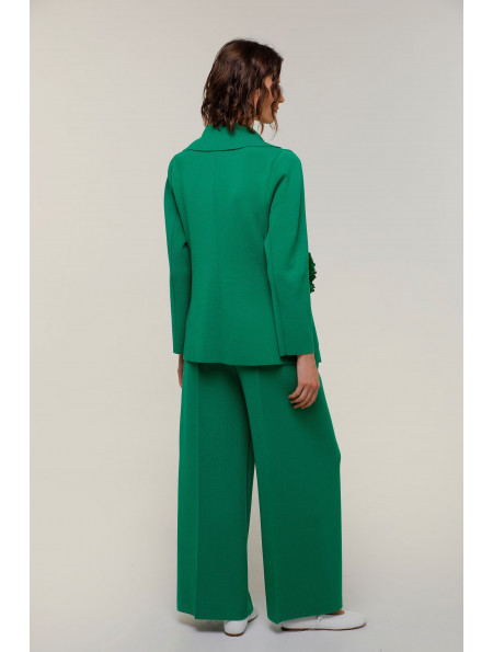 Green Wide Long Stitch Seam Trousers