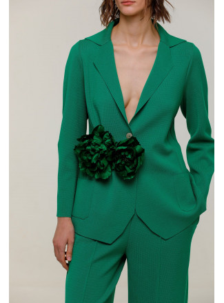 Green Viscose Knit Blazer