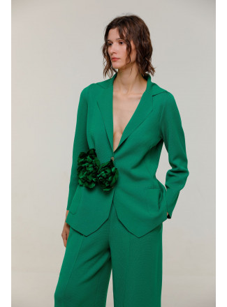 Green Viscose Knit Blazer