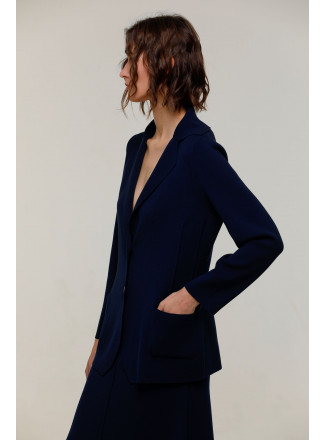 Трикотажный пиджак из вискозы темно-синий