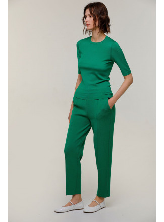 Трикотажные брюки с карманами зеленые