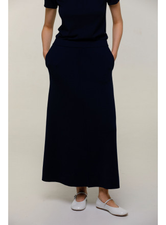 Длинная юбка из вискозы А-силуэта темно-синяя