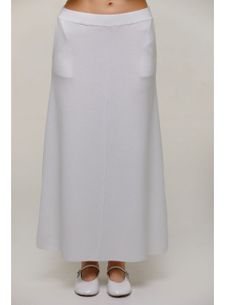 White Long A-line Skirt