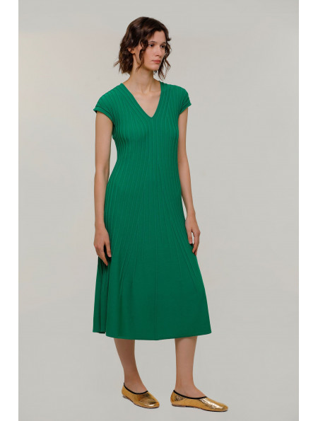 Сукня-міді з V-подібним декольте зелена