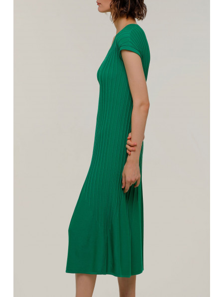 Сукня-міді з V-подібним декольте зелена