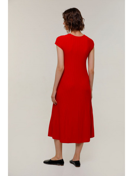 Сукня-міді з V-подібним декольте червона