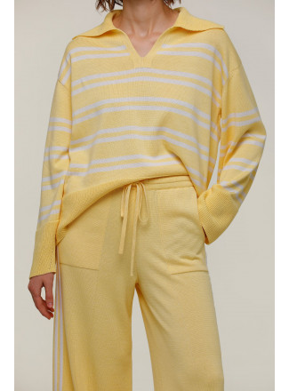 Yellow Collared Cotton Jumper 