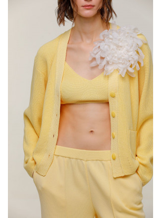 Yellow Cotton Cropped Top