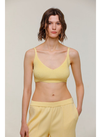 Yellow Cotton Cropped Top