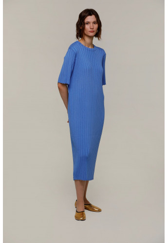 Blue Straight Midi Dress 