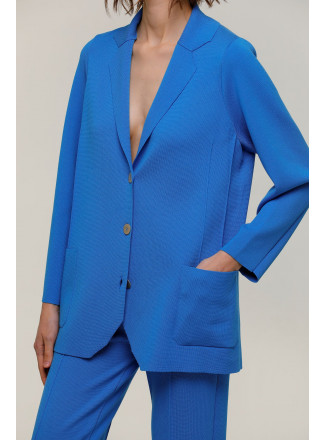 Трикотажный пиджак оверсайз голубой