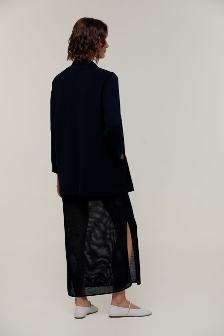 Oversized Navy Viscose Knit Blazer