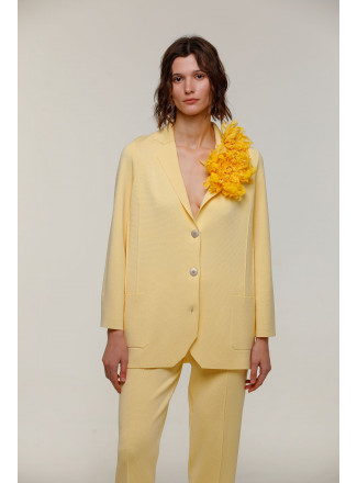 Трикотажный пиджак оверсайз светло-желтый