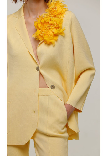Oversized Light Yellow Viscose Knit Blazer