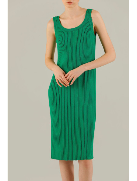 Пряма міді-сукня без рукавів зелена