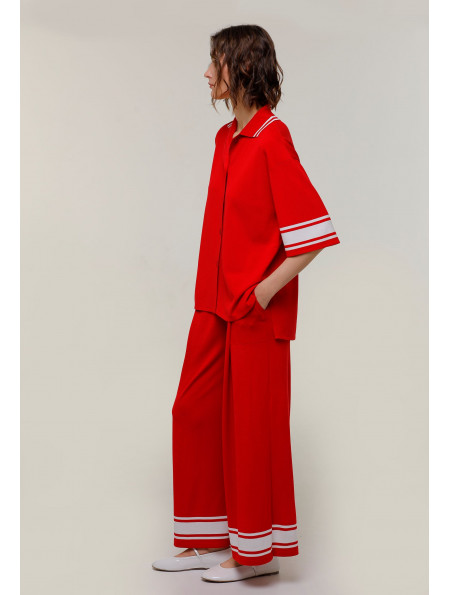 Сорочка у піжамному стилі  з коротким рукавом червона