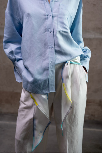 Blue Oversized Linen Shirt