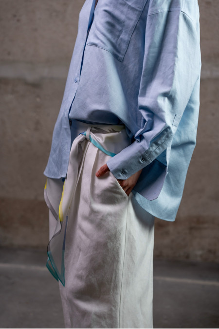 Сорочка oversize з льону блакитна