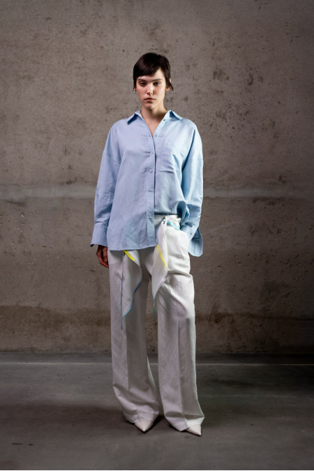 Сорочка oversize з льону блакитна