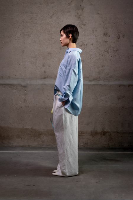 Сорочка oversize з льону блакитна