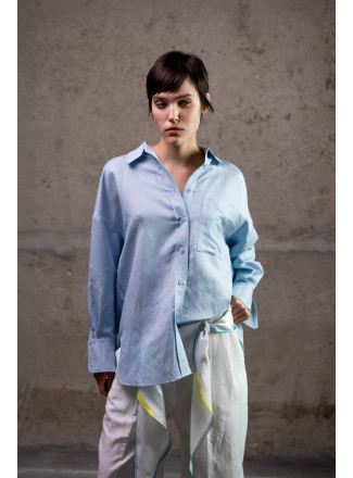 Blue Oversized Linen Shirt