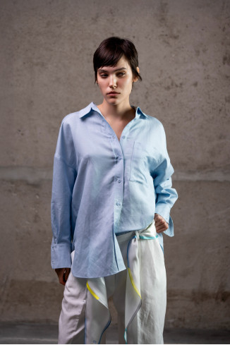 Blue Oversized Linen Shirt
