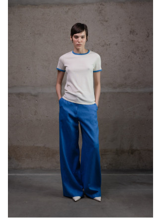 Лляні штани палаццо блакитні