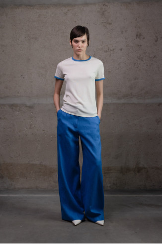 Лляні штани палаццо блакитні