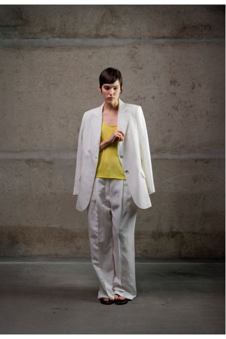 Лляний піджак на підкладці з віскози молочний Лляний піджак на підкладці з віскози молочний