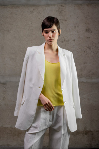 Лляний піджак на підкладці з віскози молочний