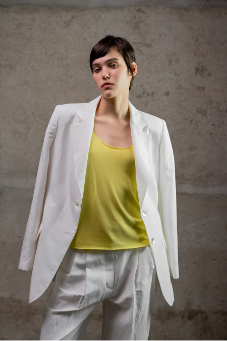 Лляний піджак на підкладці з віскози молочний Лляний піджак на підкладці з віскози молочний