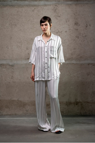 White Relaxed Palazzo Pajama-Style Trousers
