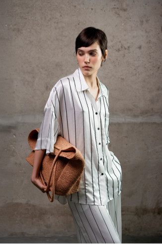 White Relaxed Pajama-Style Blouse 