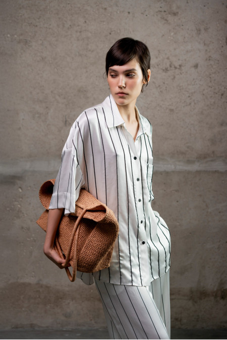 White Relaxed Pajama-Style Blouse 