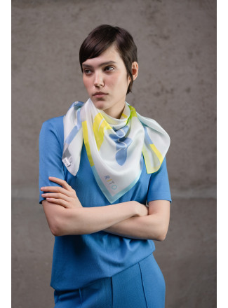 Large Silk Neckerchief with "Feathers" Print