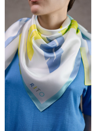 Large Silk Neckerchief with "Feathers" Print