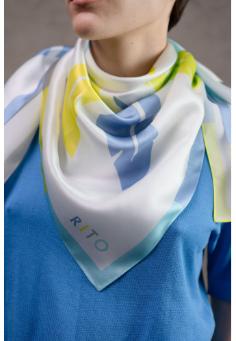 Велика шовкова хустка з принтом "Пірʼя"