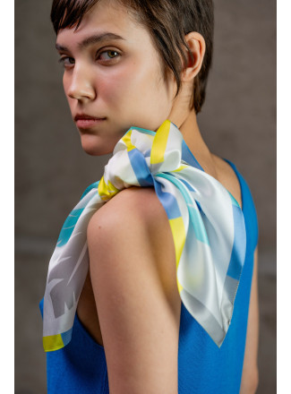 Small Silk Neckerchief with "Feathers" Print