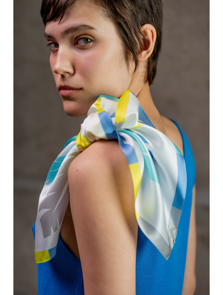 Шовкова хустинка з принтом "Пірʼя"