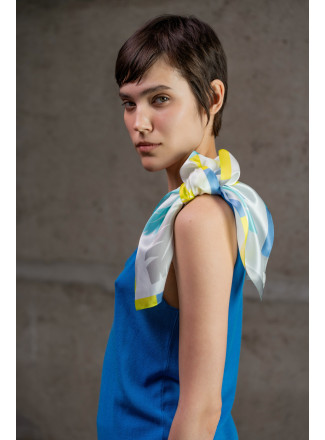 Small Silk Neckerchief with "Feathers" Print