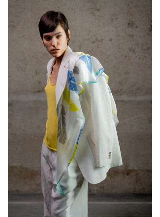 Triangle Silk Neckerchief with "Feathers" Print