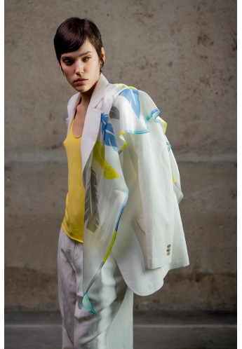 Трикутна шовкова хустка з принтом "Пірʼя"