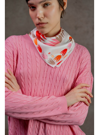 Small Silk Neckerchief with "Swallows" Print