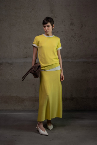 А-образная юбка макси из вискозы лимонная