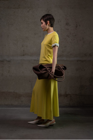 А-образная юбка макси из вискозы лимонная
