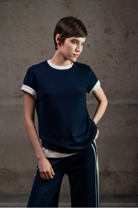 Базовий джемпер на короткий рукав темно-синій